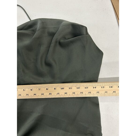 BHLDN Antropologie Women Remy Cowl-Neck Faux-Wrap Satin Gown Green Dress Maxi 4 - Picture 11 of 14